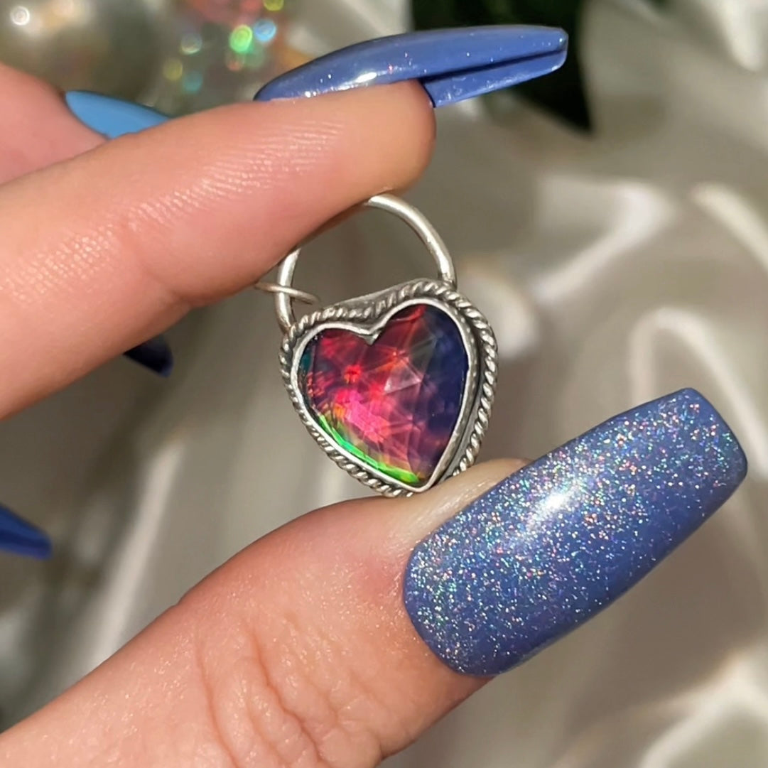 Handmade Aurora Opal Heart Pendant S925