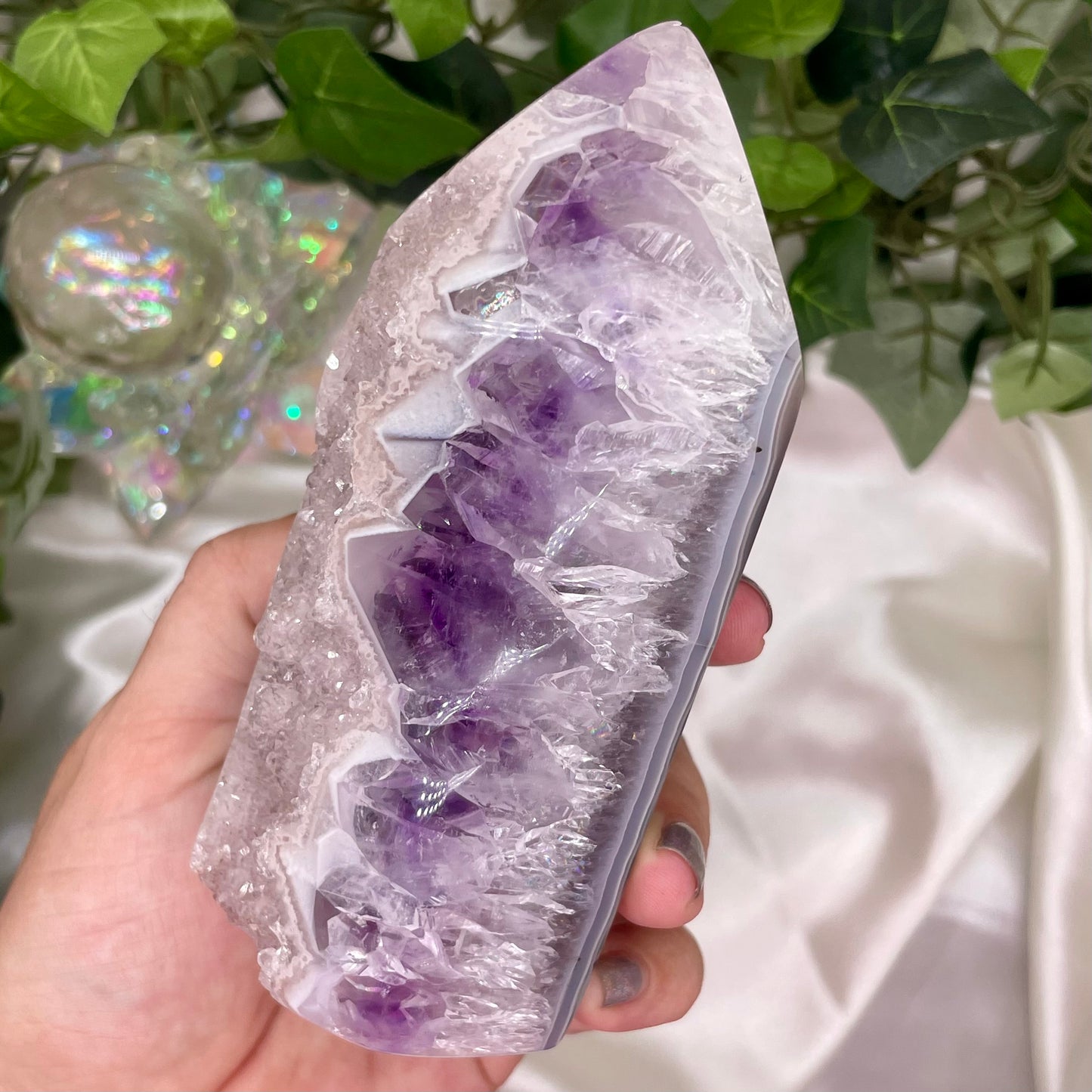 Pale Pink Druzy Amethyst Tower