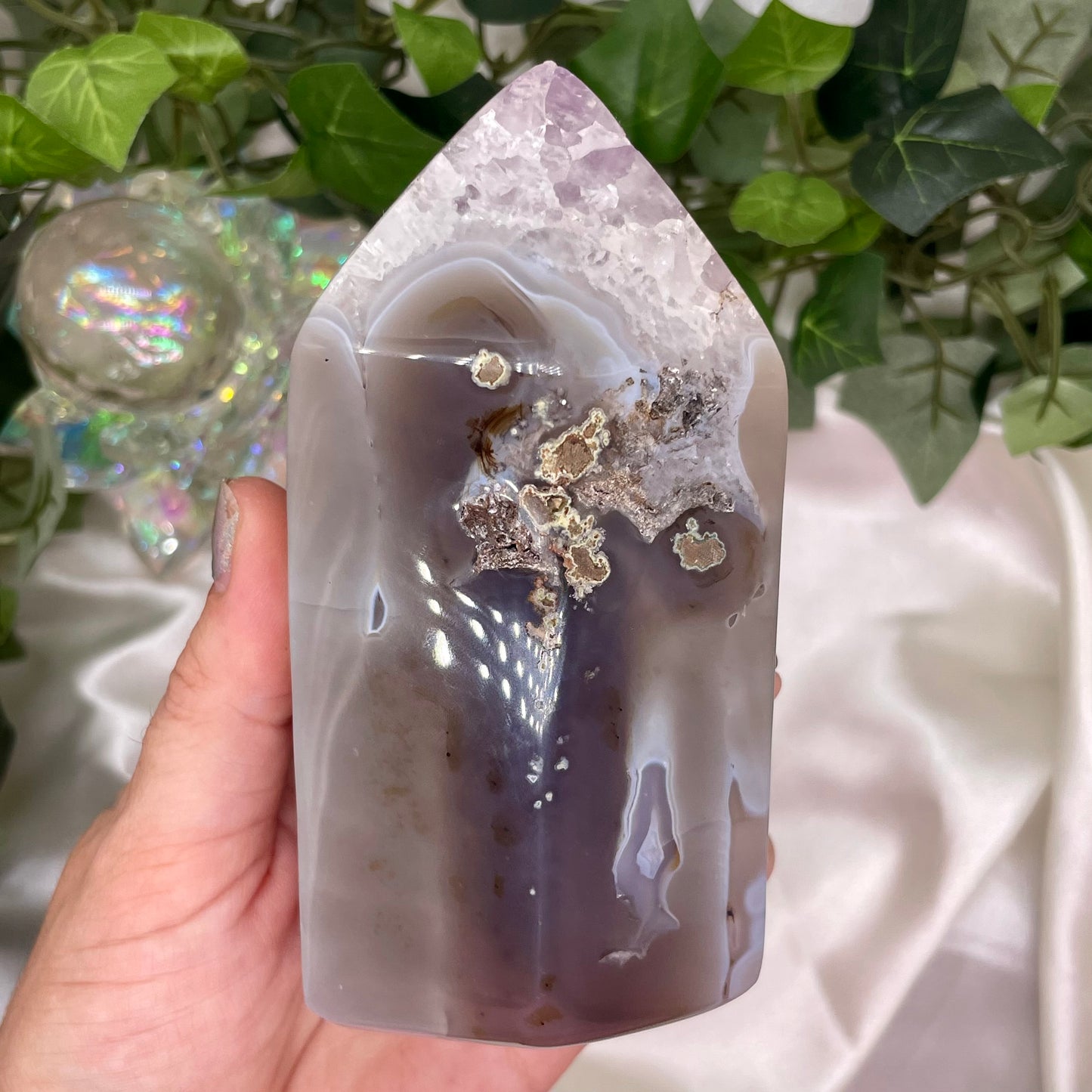 Pale Pink Druzy Amethyst Tower