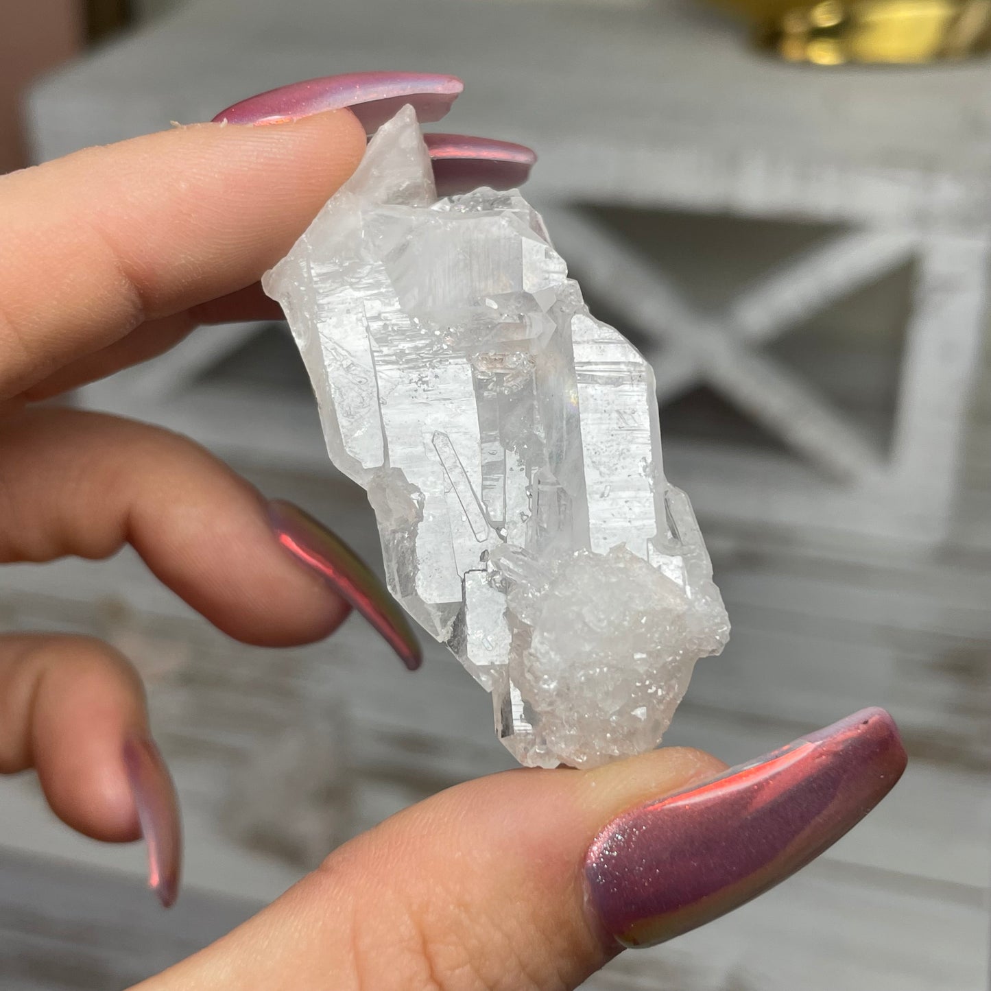Pink Lemurian Faden Quartz