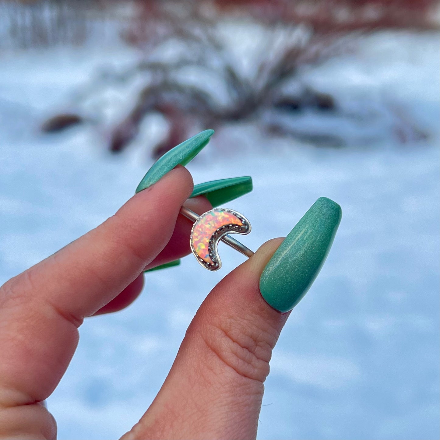 Handmade Opal Moon S925 Ring (sz 8)