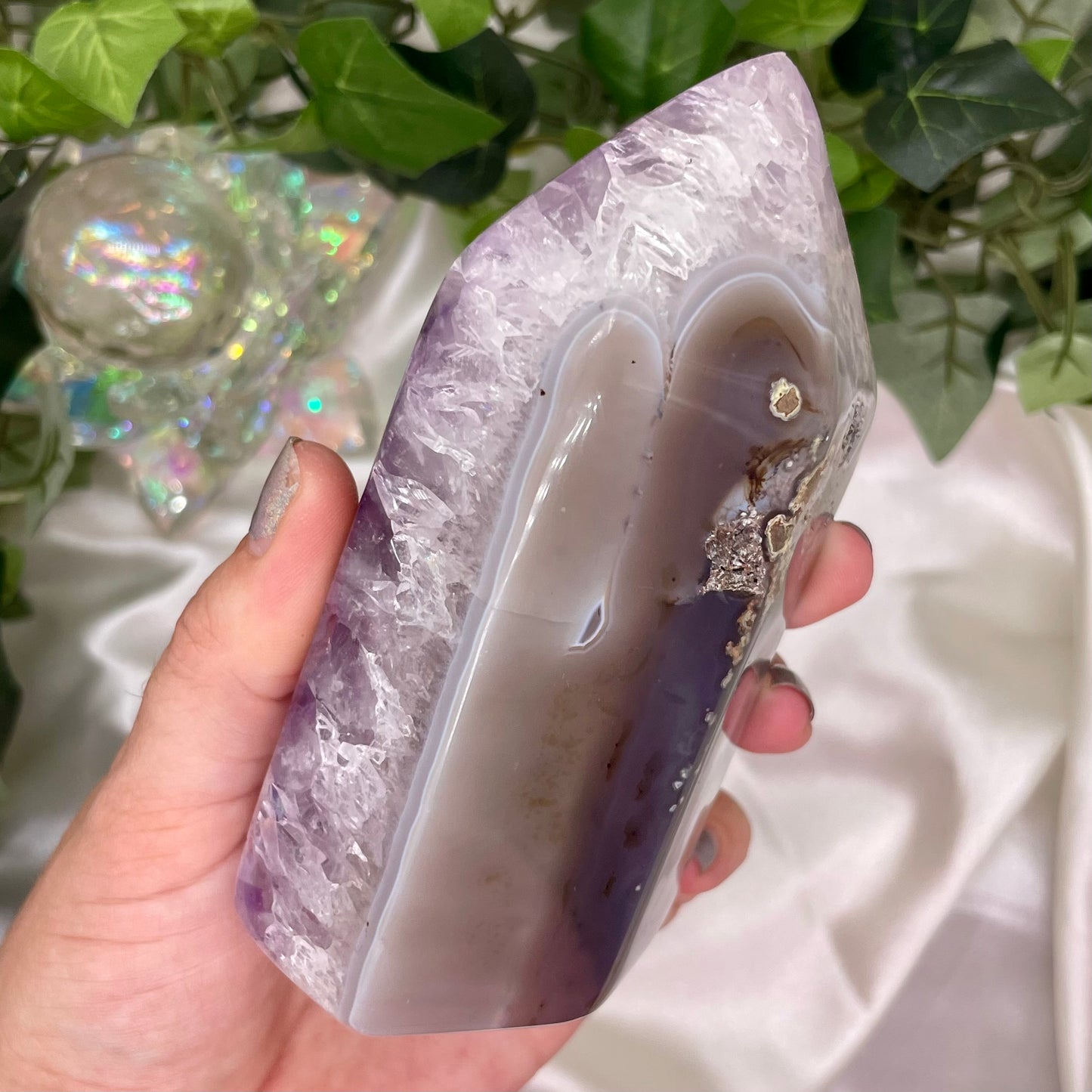 Pale Pink Druzy Amethyst Tower