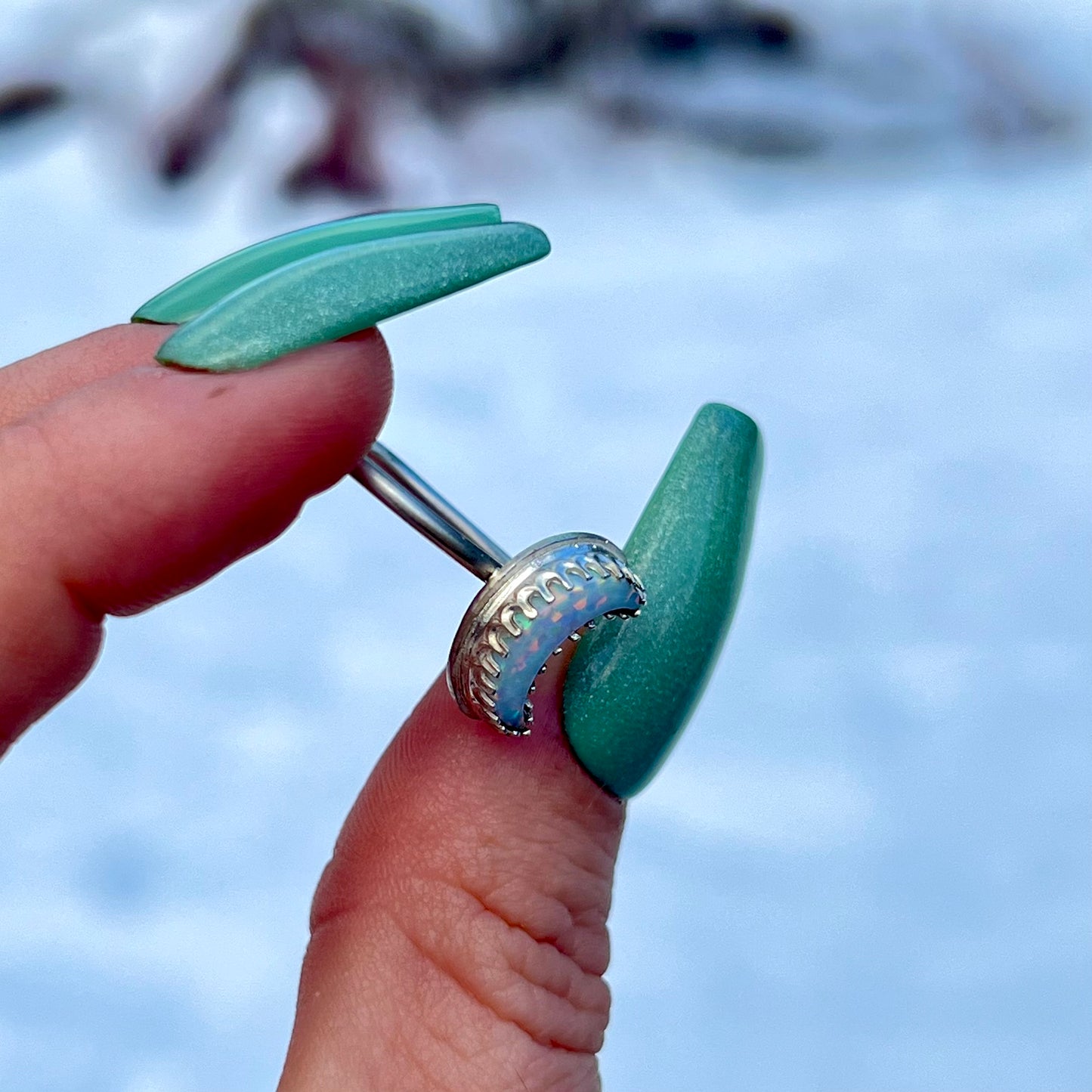 Handmade Opal Moon S925 Ring (sz 8)