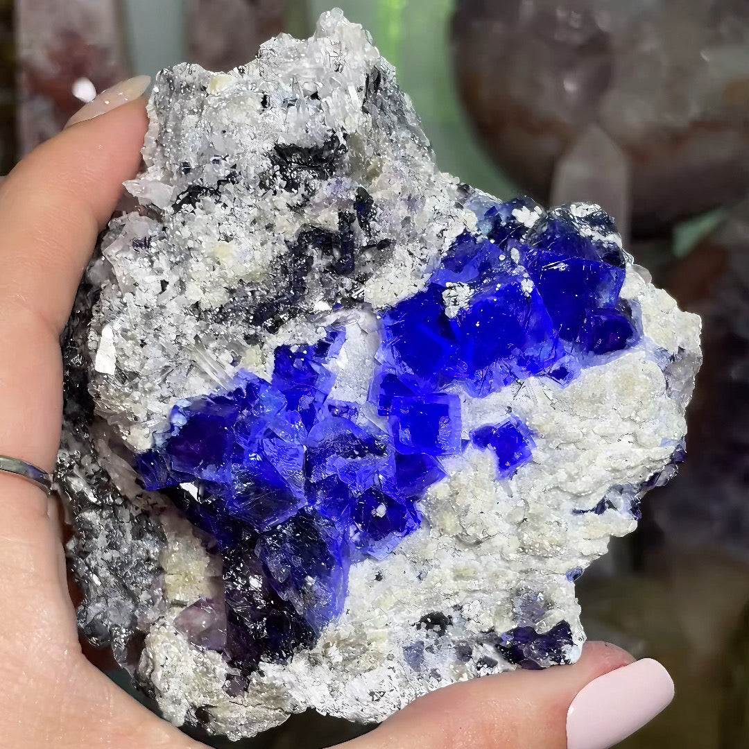 UV Reactive Yindu Fluorite w/ Bismuthinite