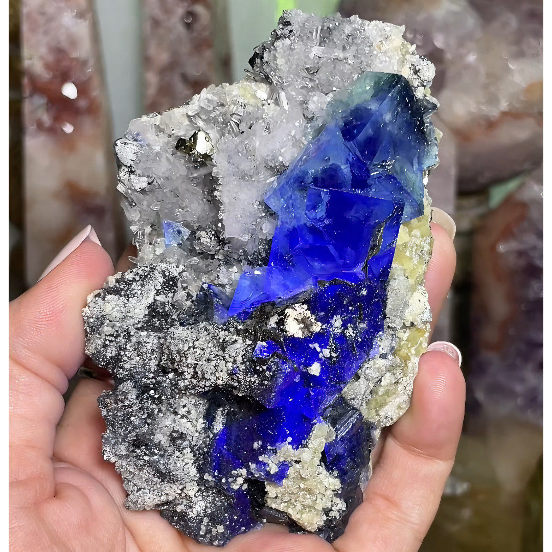 UV Reactive Yindu Fluorite w/ Bismuthinite