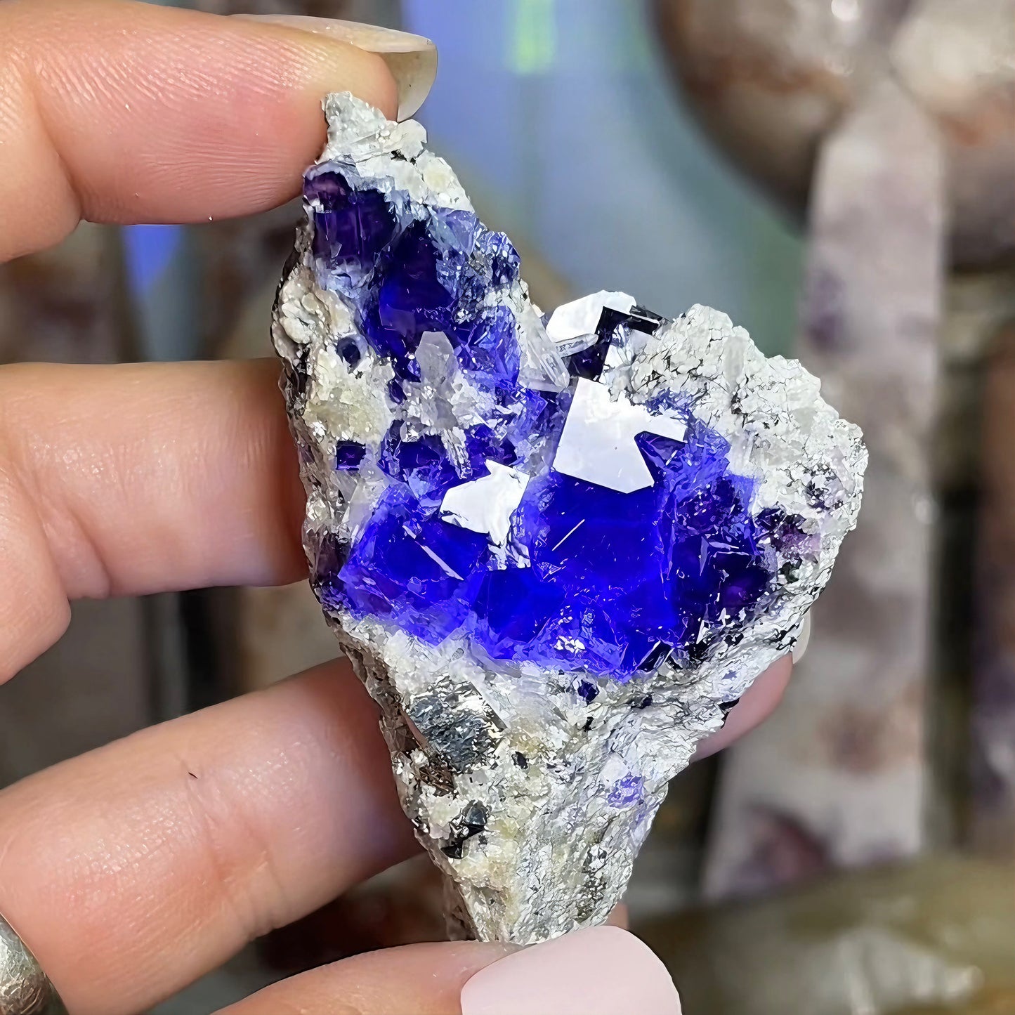 UV Reactive Yindu Fluorite w/ Bismuthinite