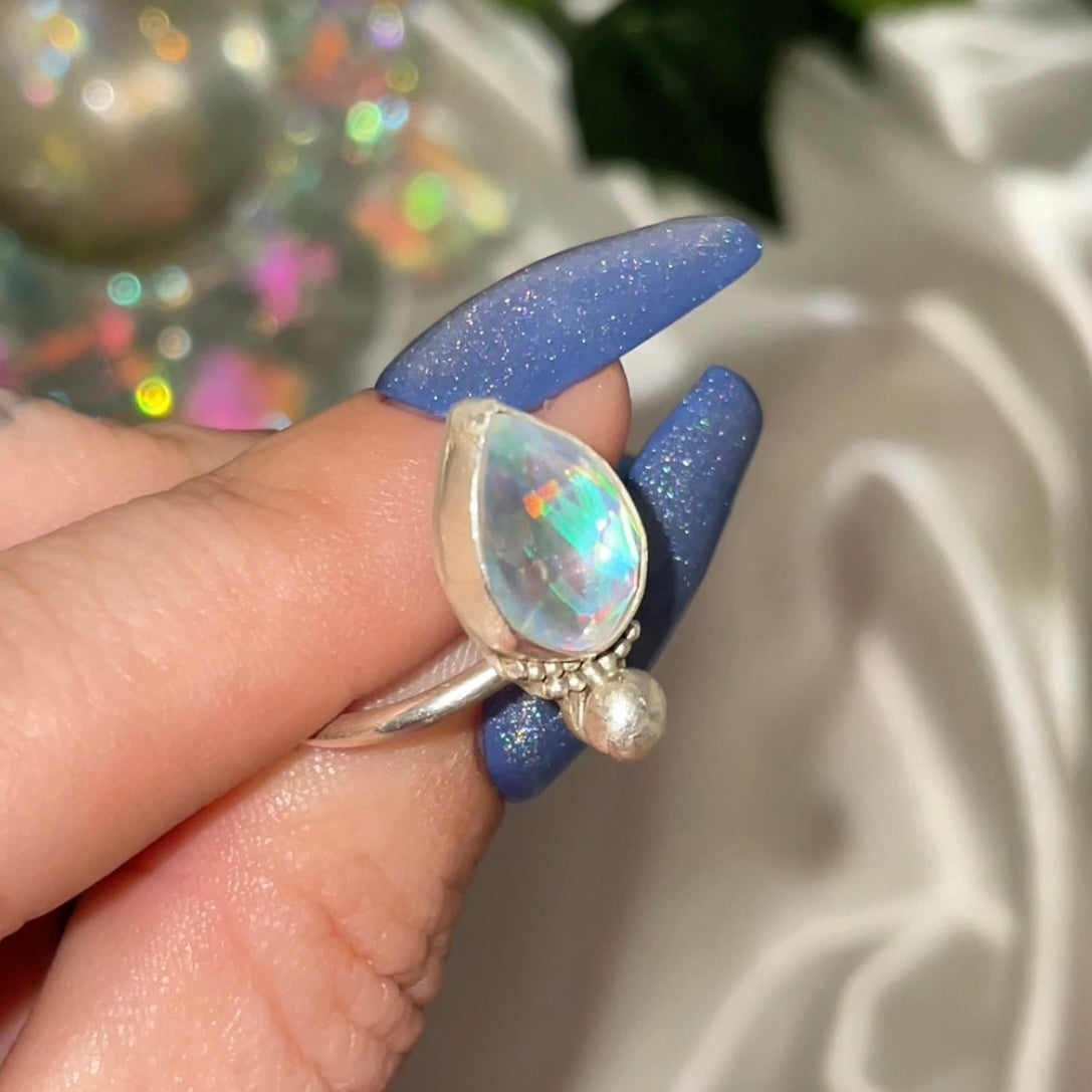 Handmade Mystic Rainbow Quartz S925 Ring (sz 7)