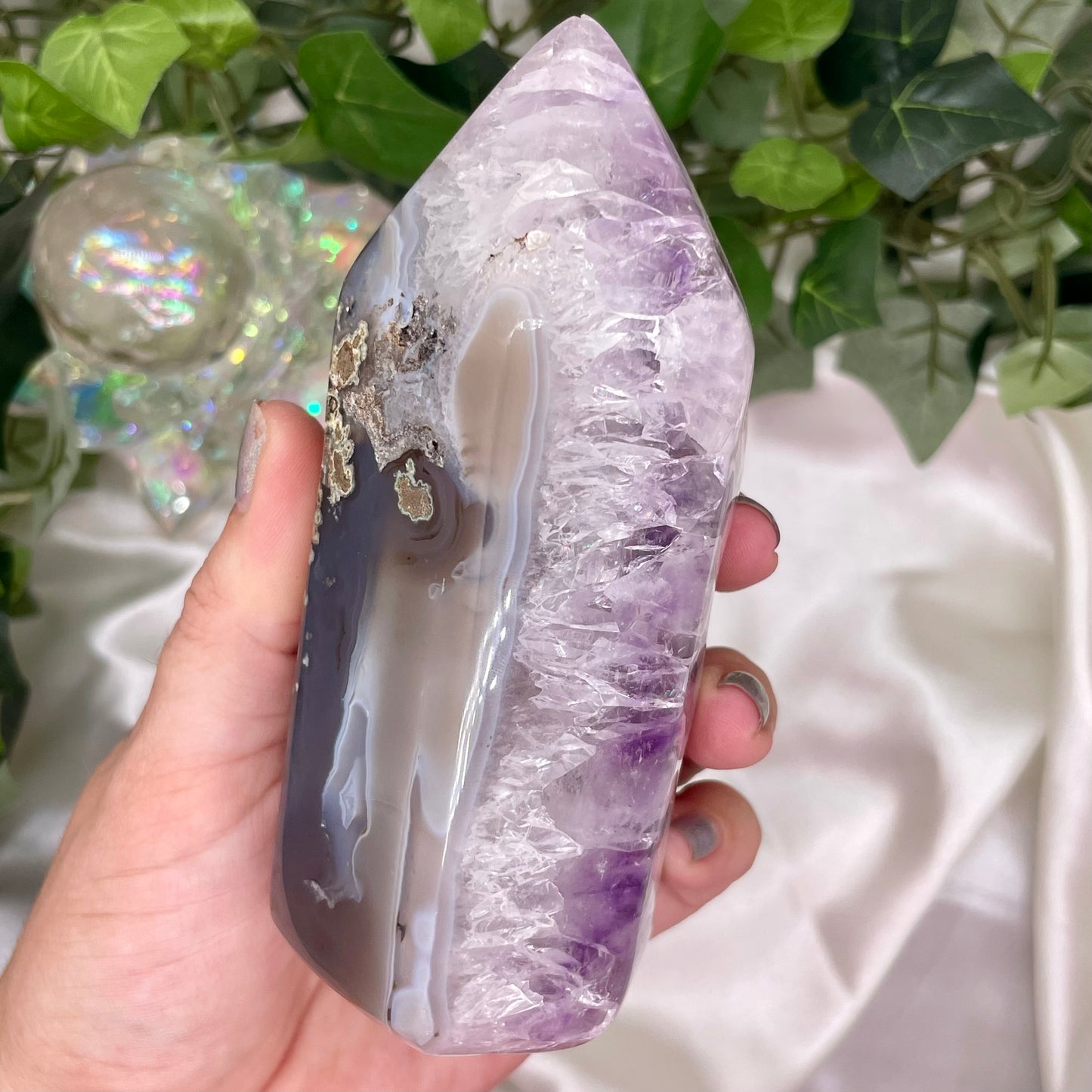 Pale Pink Druzy Amethyst Tower