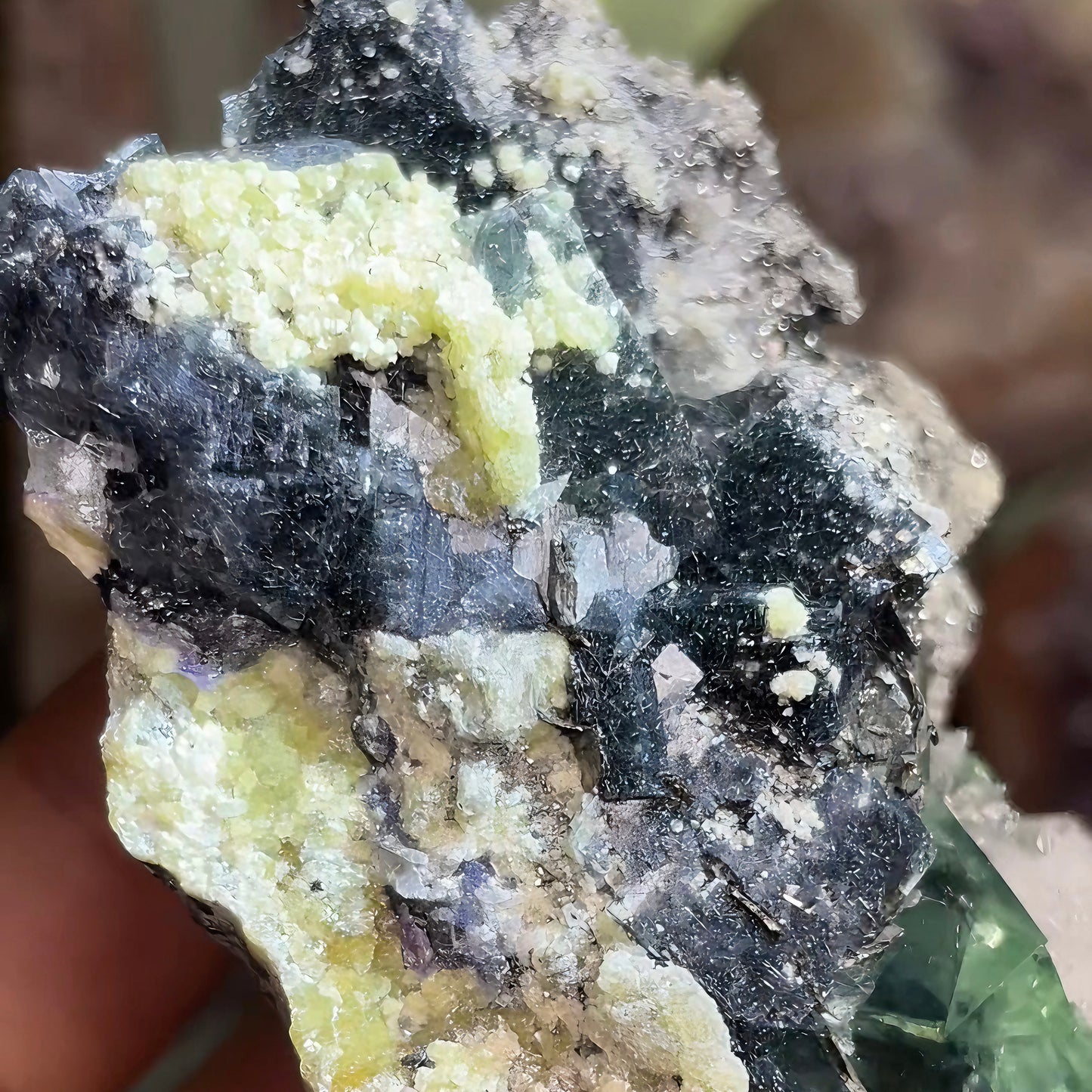 UV Reactive Yindu Fluorite w/ Bismuthinite