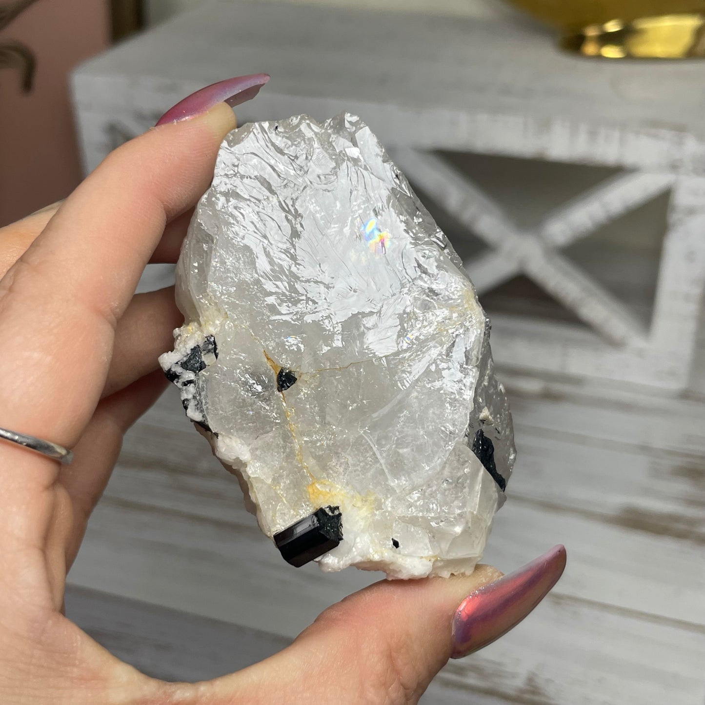 Black Tourmaline on Quartz