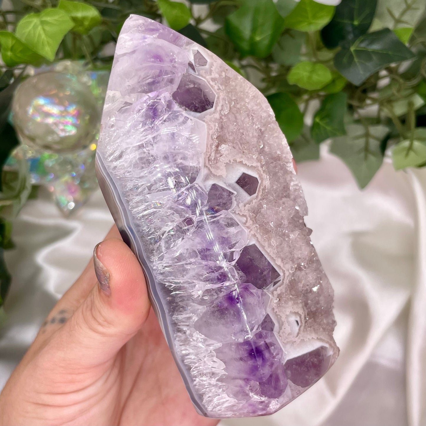 Pale Pink Druzy Amethyst Tower