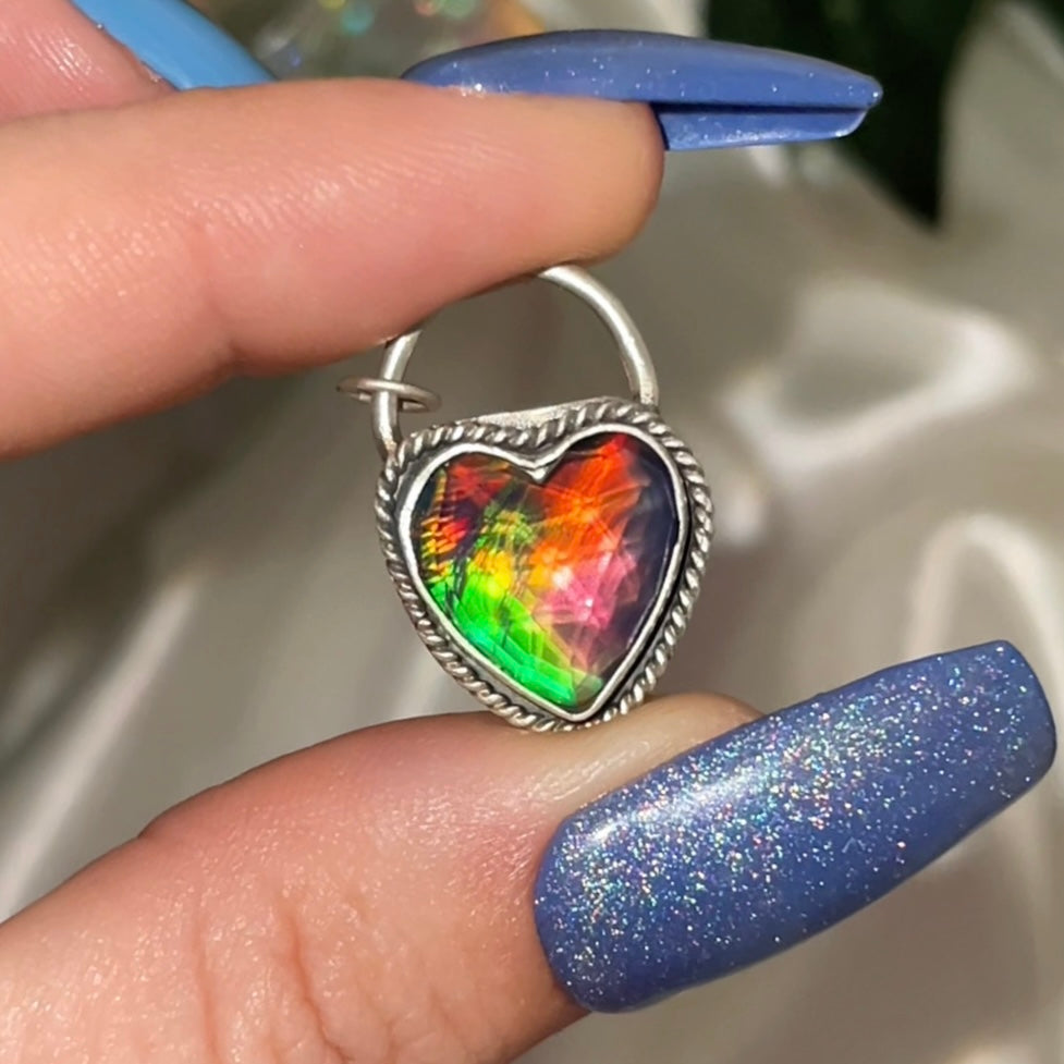 Handmade Aurora Opal Heart Pendant S925