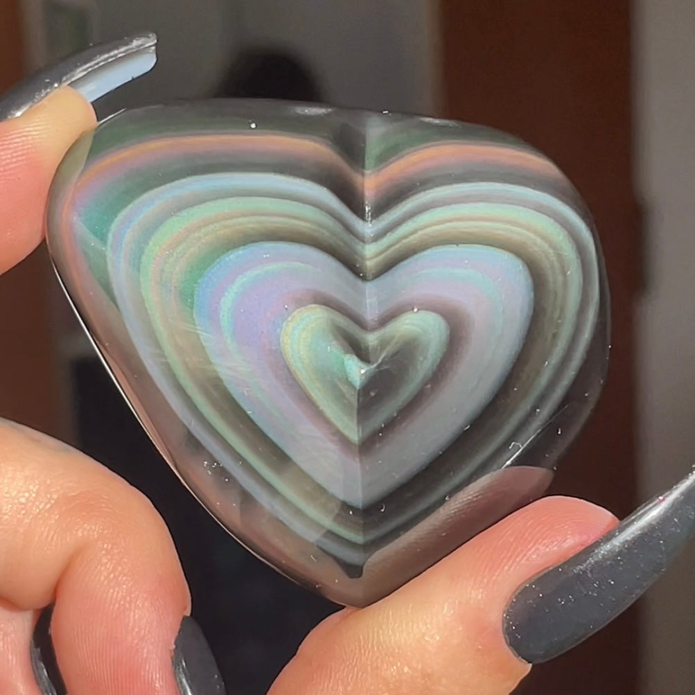 High Quality Rainbow Obsidian Heart