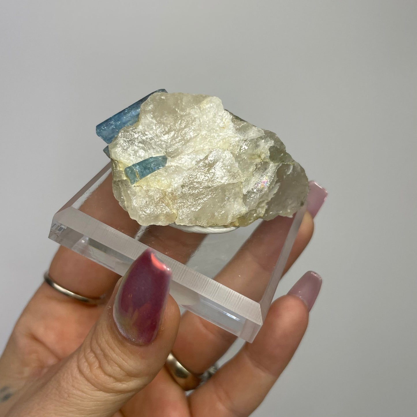 Aquamarine on Smokey Quartz - Jayde and Jewels