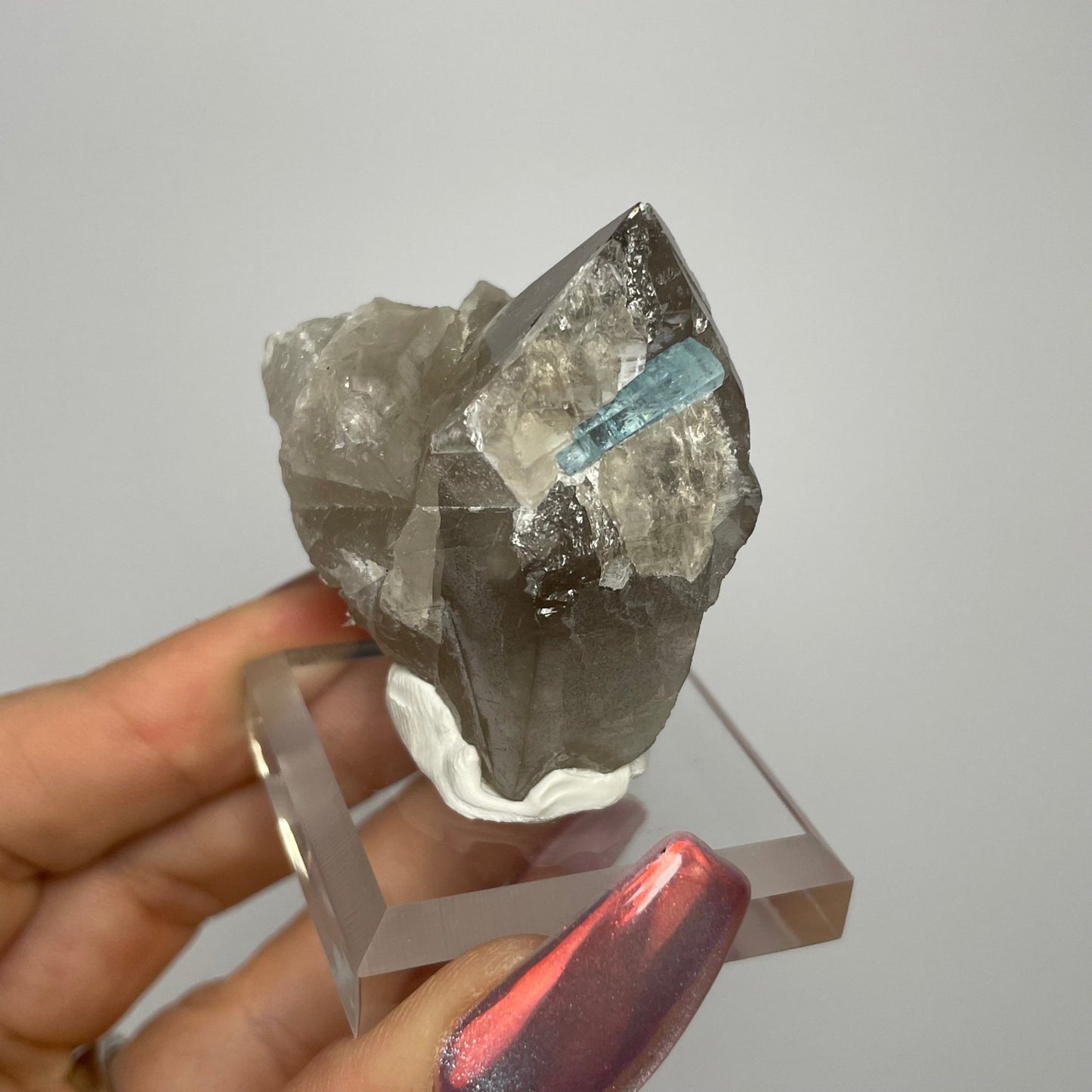 Aquamarine on Smokey Quartz - Jayde and Jewels
