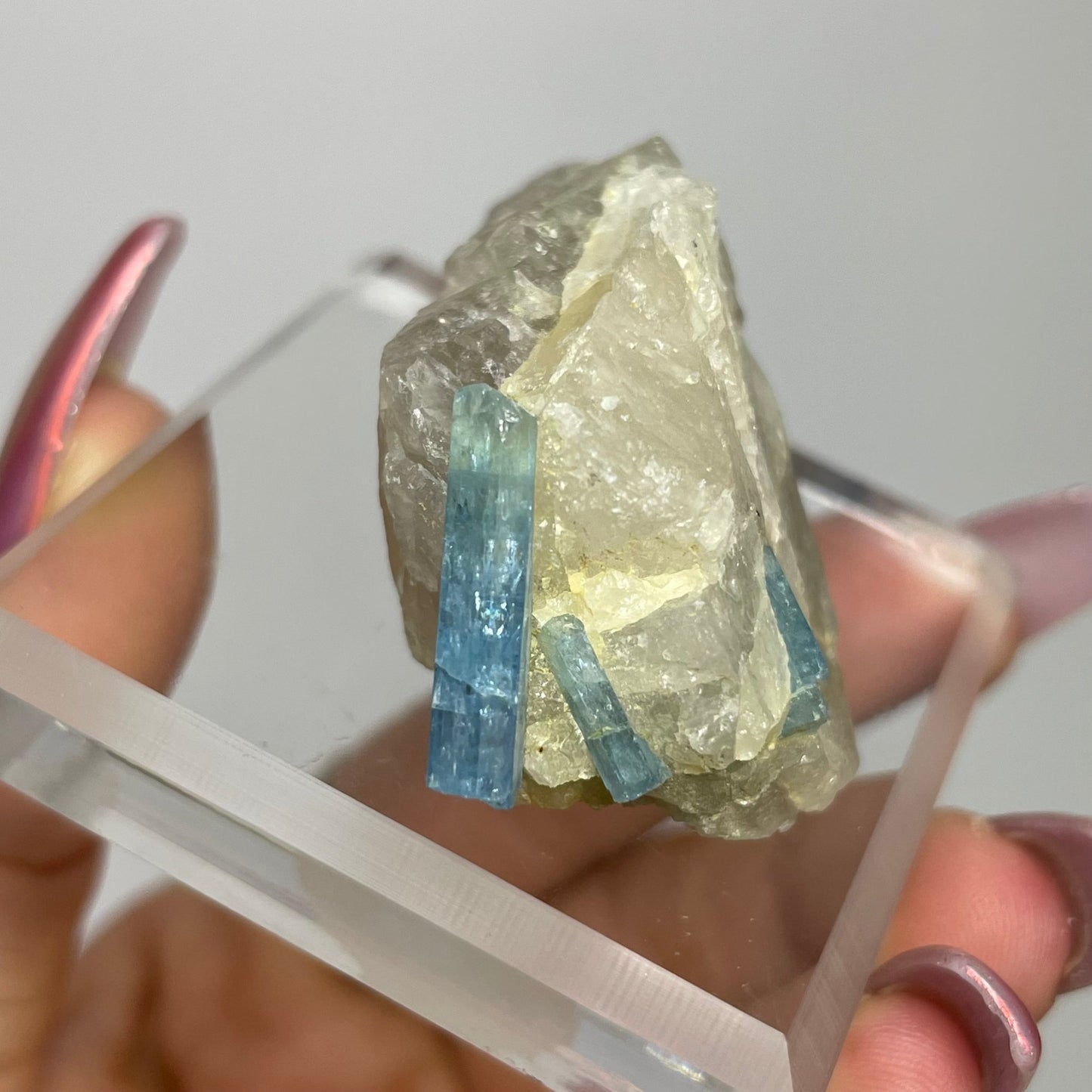 Aquamarine on Smokey Quartz - Jayde and Jewels