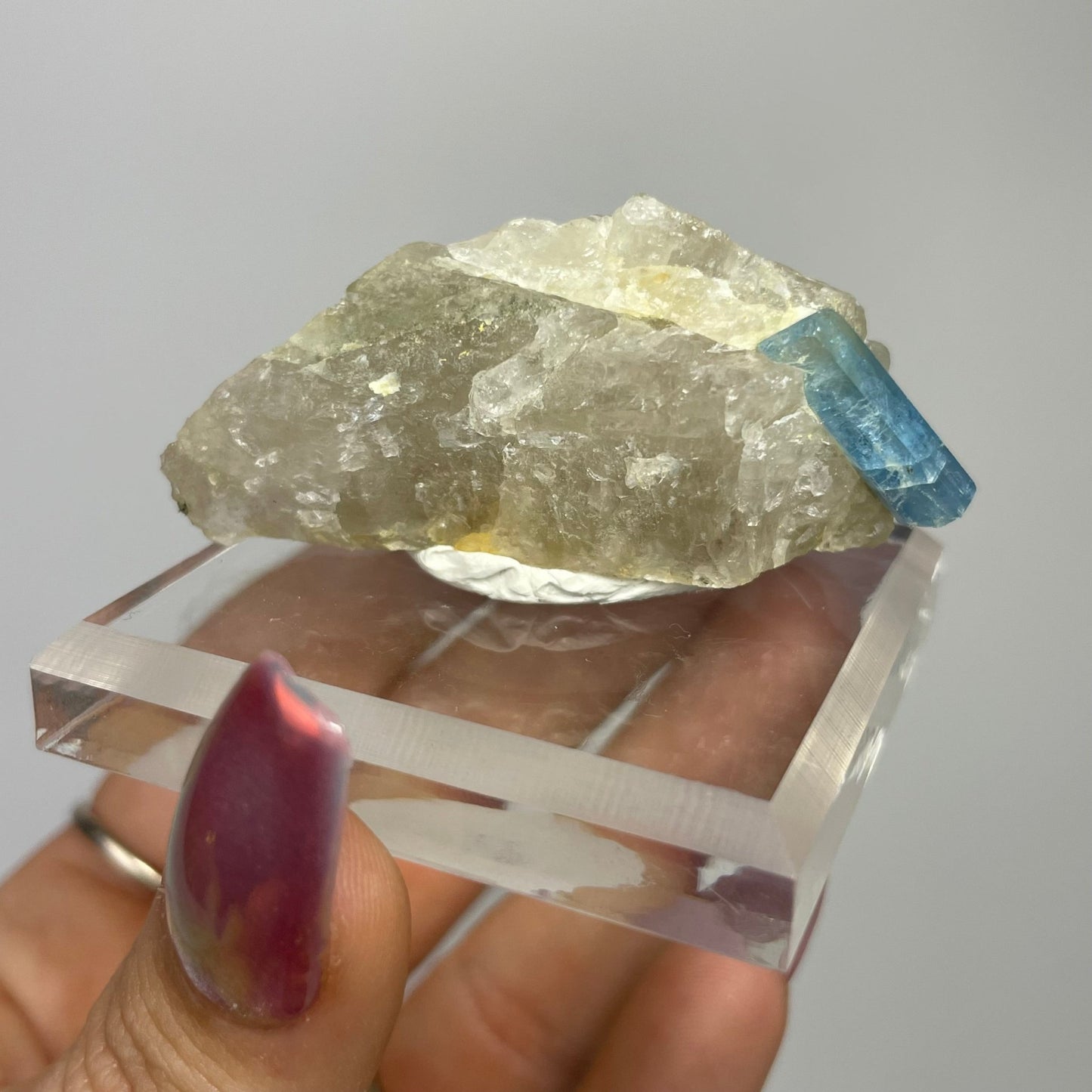 Aquamarine on Smokey Quartz - Jayde and Jewels