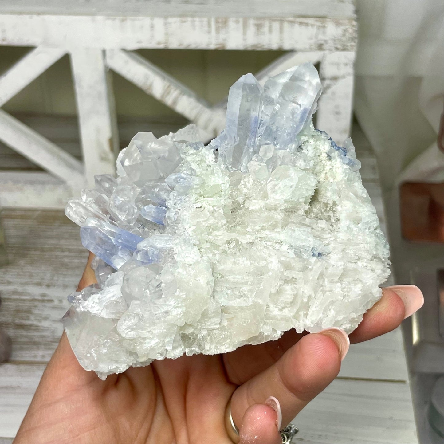 Dumortierite in Quartz Cluster - Jayde and Jewels