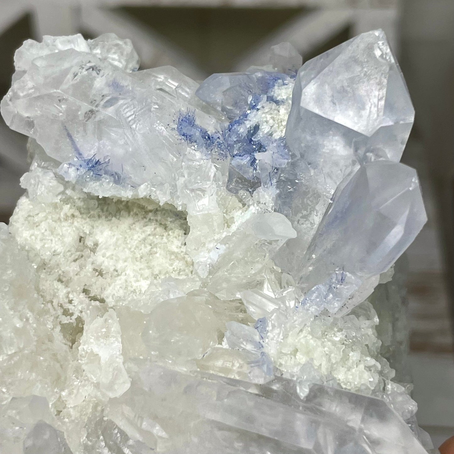 Dumortierite in Quartz Cluster - Jayde and Jewels