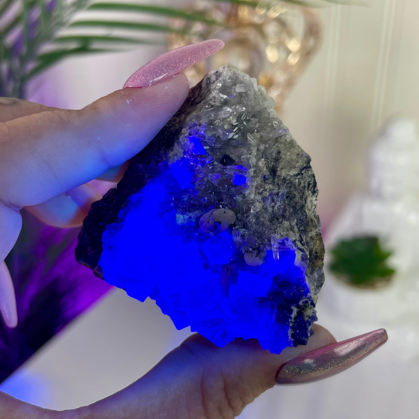 UV Reactive Yindu Fluorite w/ Bismuthinite