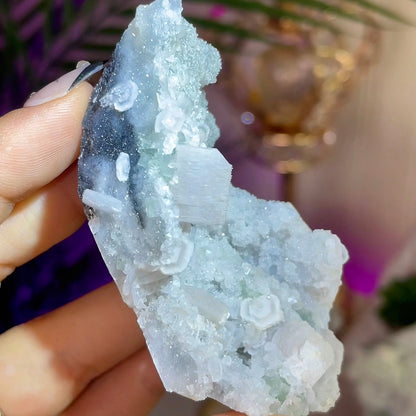 UV Reactive Fujian Fluorite w/ Coin Calcite & Hematite Druzy