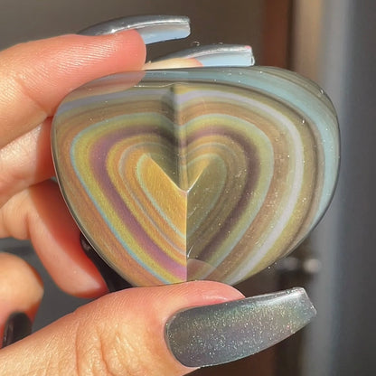 High Quality Rainbow Obsidian Heart