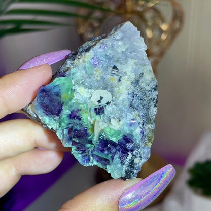 UV Reactive Yindu Fluorite w/ Bismuthinite