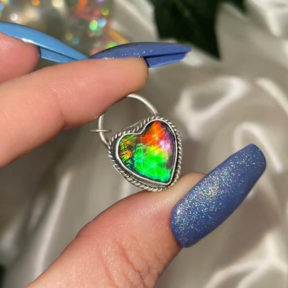 Handmade Aurora Opal Heart Pendant S925