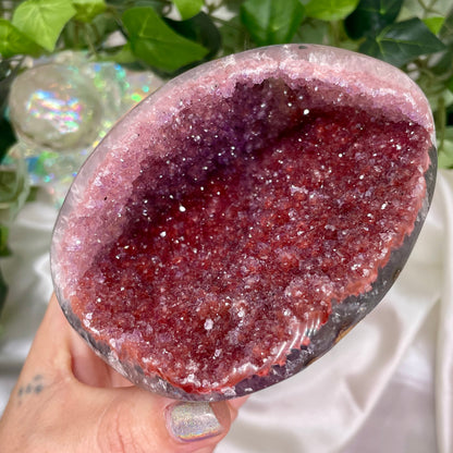 Red/Pink Rainbow Amethyst Geode