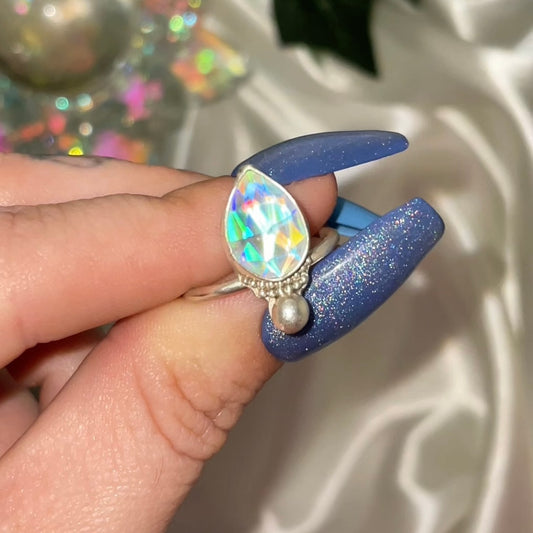 Handmade Mystic Rainbow Quartz S925 Ring (sz 7)