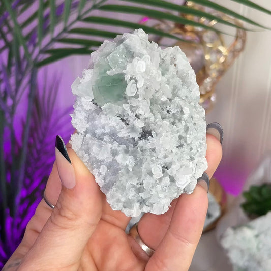 UV Reactive Fujian Fluorite w/ Coin Calcite