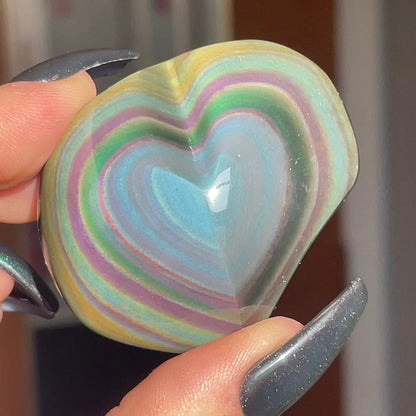 High Quality Rainbow Obsidian Heart