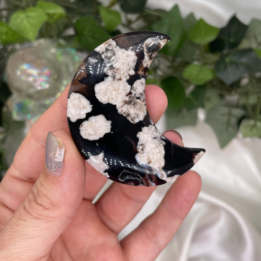 Black Flower Agate Moon