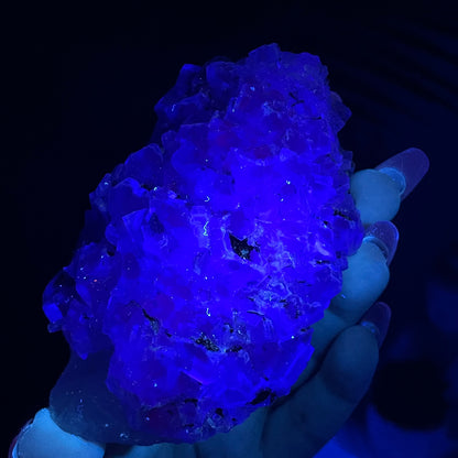 UV Reactive YGX Fluorite on Quartz