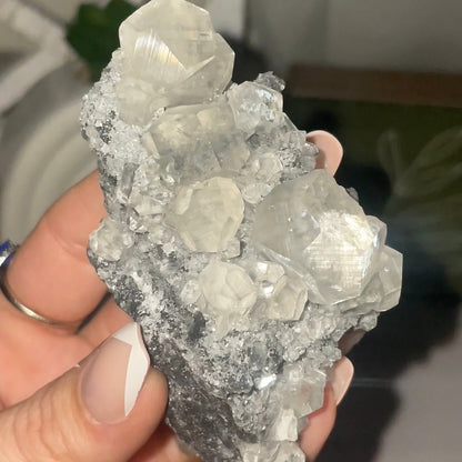 UV Reactive Diamond Calcite on Druzy Quartz