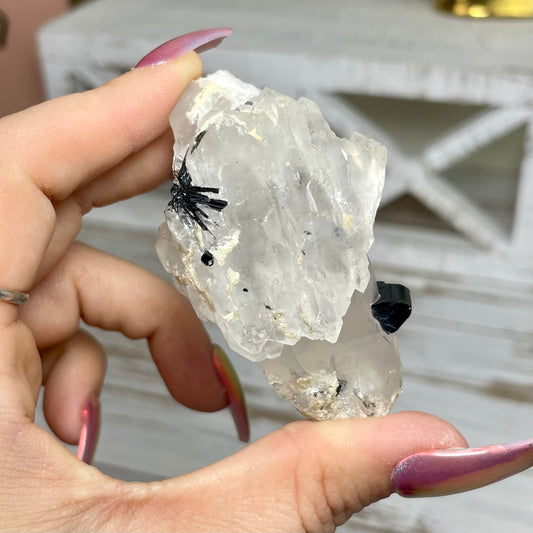 Black Tourmaline on Quartz