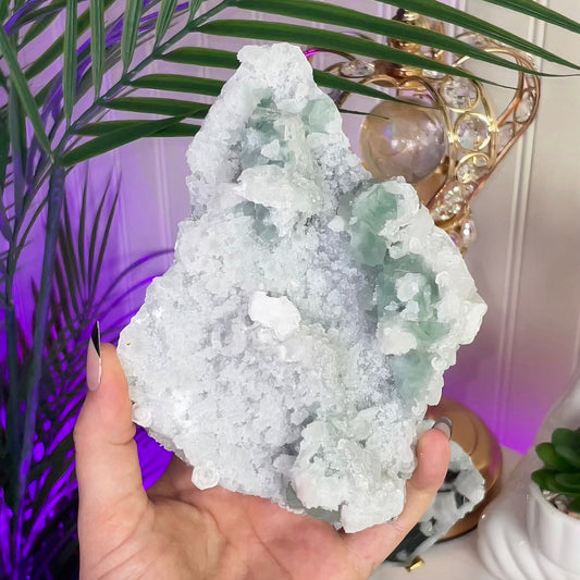 UV Reactive Fujian Fluorite w/ Coin Calcite