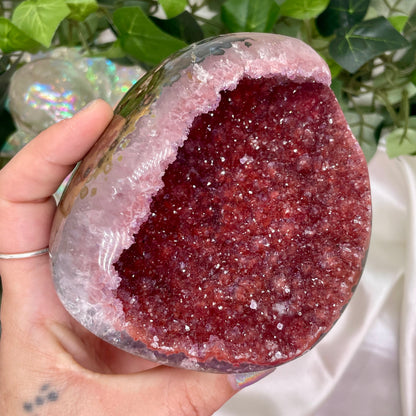 Red/Pink Rainbow Amethyst Geode