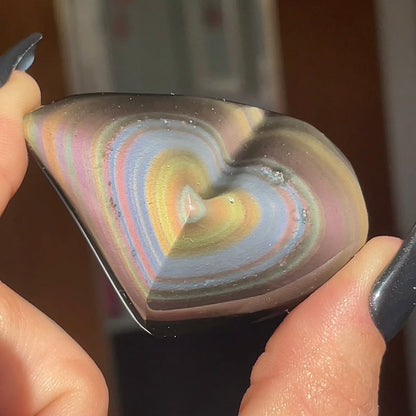 High Quality Rainbow Obsidian Heart