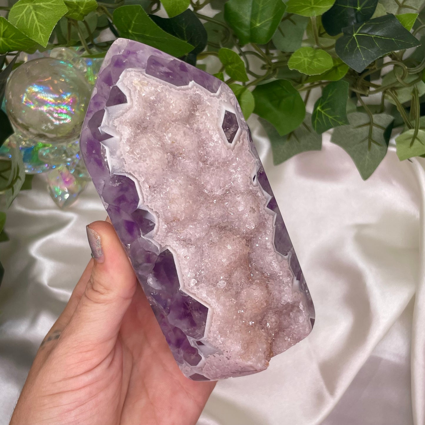 Pale Pink Druzy Amethyst Tower