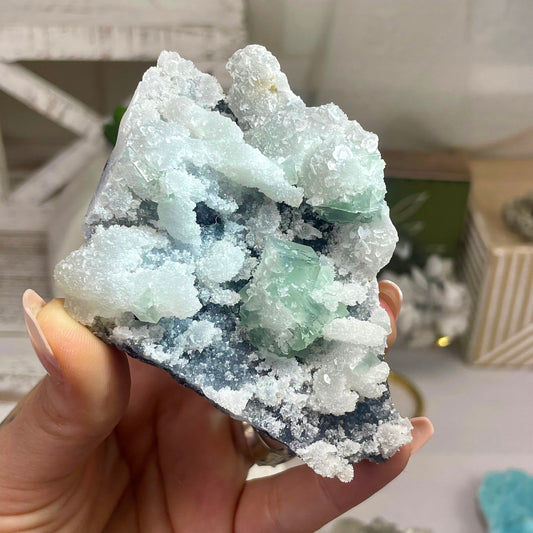 UV Reactive Green Fluorite on Sphalerite w/ Coin Calcite