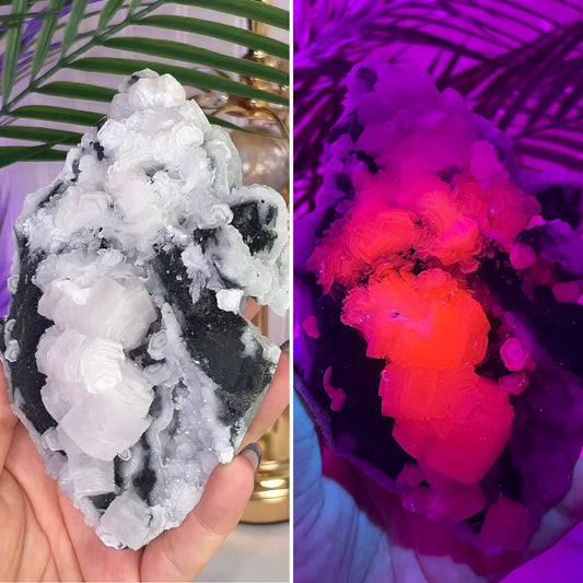 UV Reactive Coin Calcite & Hematite Druzy