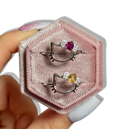 Adj. Hello Kitty Ring (Citrine & Pink Sapphire) - Jayde and Jewels