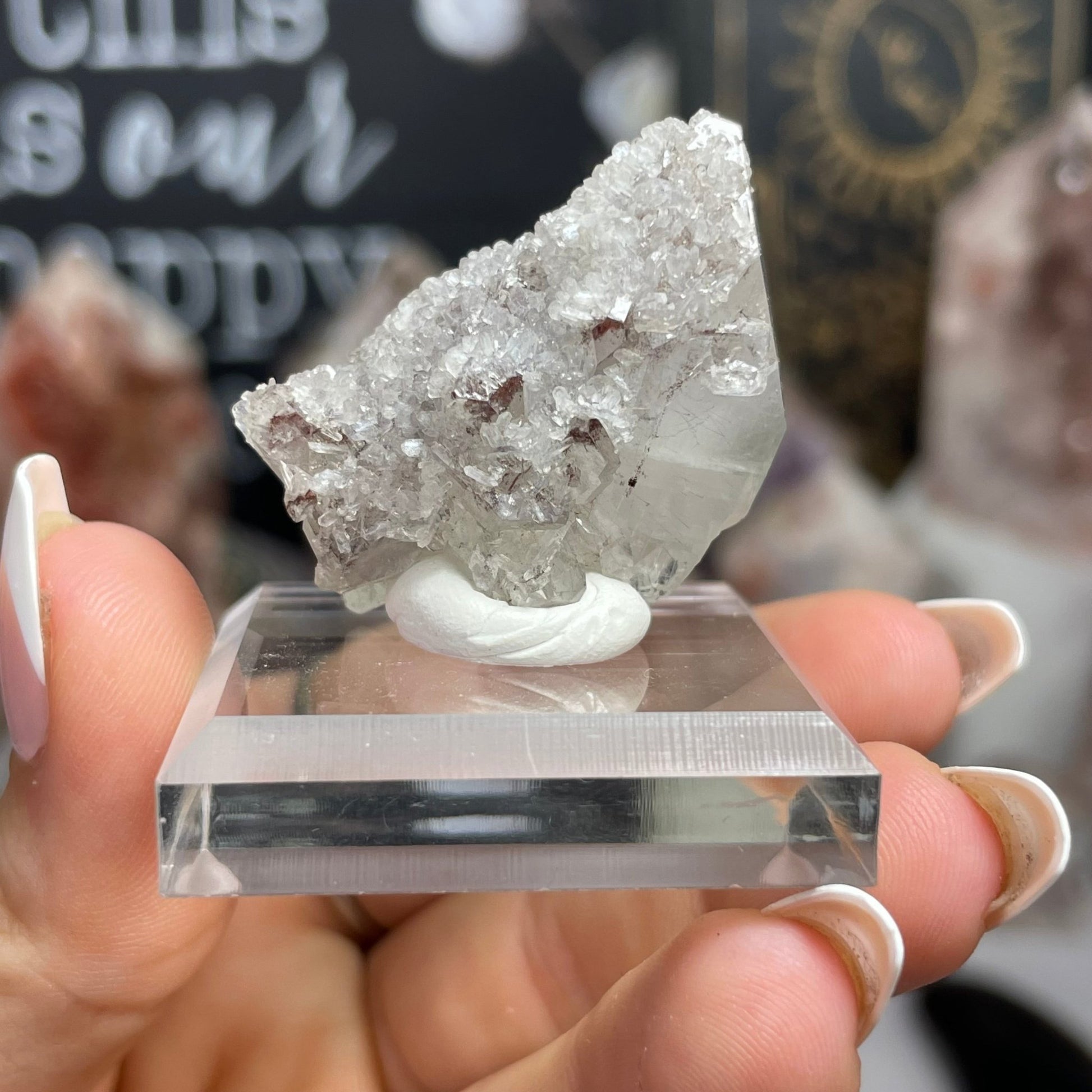 Apophyllite w/ Hematite & Calcite Specimen - Jayde and Jewels