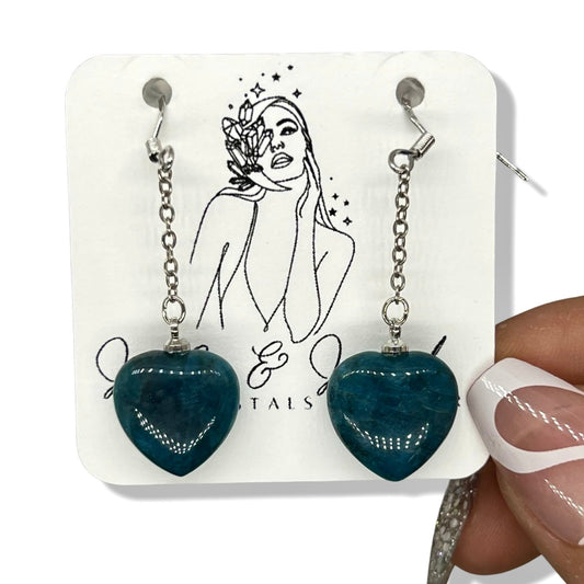 Blue Apatite Heart Earrings - Jayde and Jewels