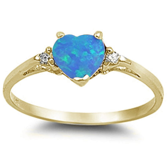 Blue Opal Heart & cubic zirconia gold - Jayde and Jewels