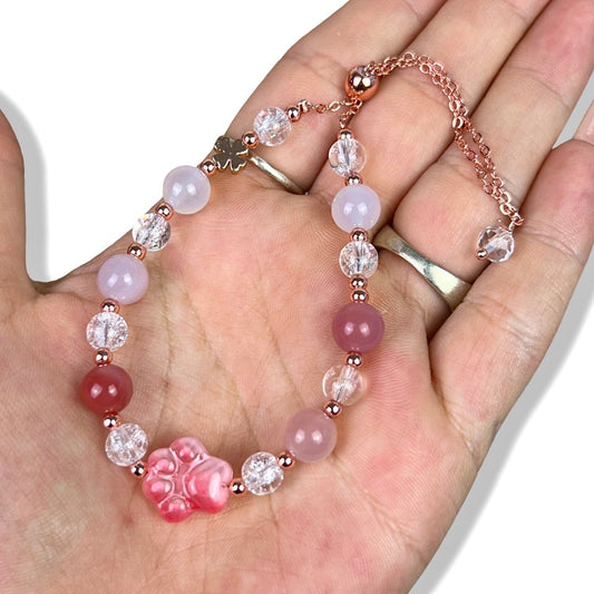 Cherry Rhodonite Adjustable Bracelet - Jayde and Jewels
