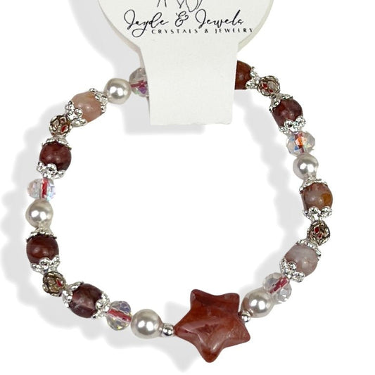 Fire Quartz with Pearls Bracelet - Jayde and Jewels