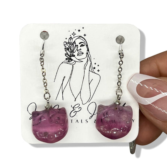 Fluorite Hello Kitty Earrings - Jayde and Jewels