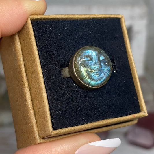 Labradorite Moon Face size 7 - Jayde and Jewels
